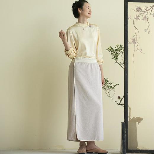 牧衣游原创 羊毛混织毛呢半裙百搭保暖轻盈直筒半身裙新款 江风静 商品图2