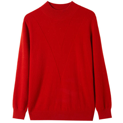 CC-13-6909    100纯羊毛衫半高领针织打底女秋冬厚款宽松款内搭软糯毛衣女 商品图4