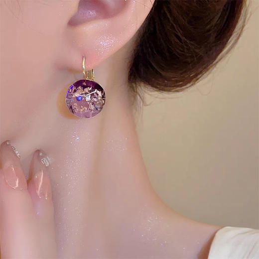JU-D-0031    2024年新款紫色气质法式耳扣高级感简约耳环小众耳坠精致百搭耳饰 商品图2