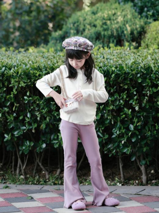 😏【RUNRUNGO喇叭裤春秋女童儿童喇叭】✨喇叭卫裤2024年新款 关高棉含量，😜柔软亲肤，弹性十足，🌸微磨毛工艺，A类面料 商品图2