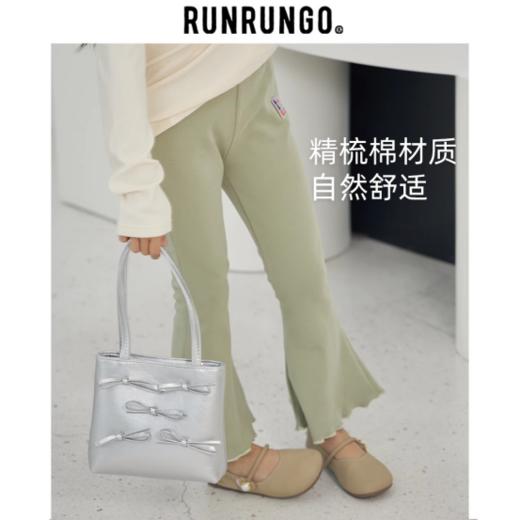😏【RUNRUNGO喇叭裤春秋女童儿童喇叭】✨喇叭卫裤2024年新款 关高棉含量，😜柔软亲肤，弹性十足，🌸微磨毛工艺，A类面料 商品图4