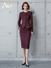 AD安可拉红西装外套女气质名媛高级感修身圆领套装职场通勤两件套 商品缩略图1