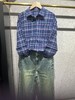 【女士法兰绒衬衫】占姆士宽松格子条纹衬衫别致休闲法兰绒外套慵懒风女学生秋 商品缩略图7