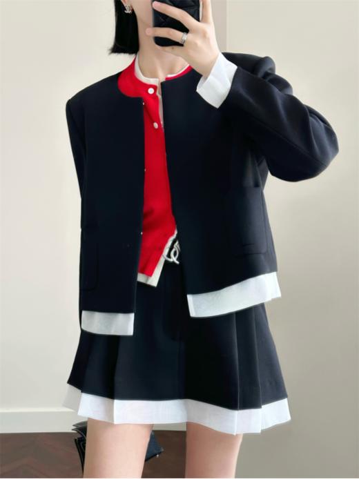 🍂【泰迪熊TEDDYBEAR】双层门襟撞色假两件针织外套1606款：✅整件成衣多针织法织造，♻️♻️双层门襟假两件设计 ✅工艺难度 商品图3