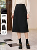 【年终特卖】熙世界黑色毛呢半身裙中长款通勤后开叉a字直筒裙2025秋冬新款 商品缩略图0
