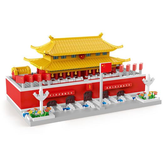 国庆节礼物！【国防教育从幼儿开始 送灯串和灯罩】 天安门积木益智拼装玩具男女孩高难度儿童拼图小颗粒春节礼物_ZSY 商品图5