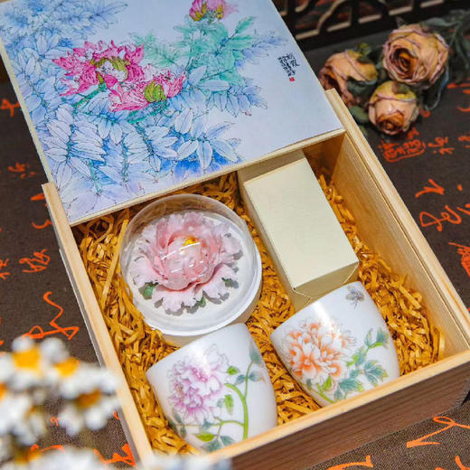 羽诗制造出品 花相约牡丹白瓷杯陶瓷扩香器香薰精油礼盒套装 商品图3