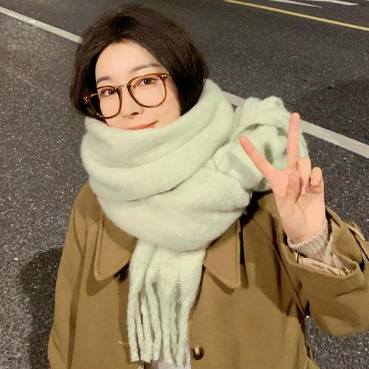 冬季纯色加厚马海毛围巾女高级感秋冬款围脖百搭爆款保暖女生披肩新款爆款小红书同款 商品图2