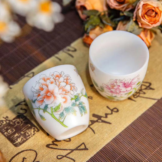 羽诗制造出品 花相约牡丹白瓷杯陶瓷扩香器香薰精油礼盒套装 商品图1