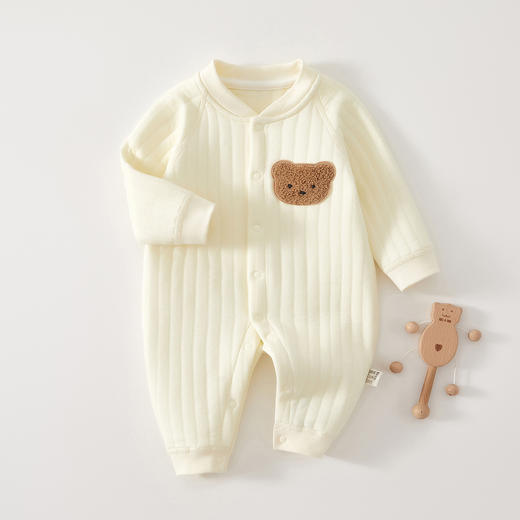 【天生柔软 软糯亲肤 新生肌更爱穿】婴儿夹棉连体衣 春秋冬季宝宝保暖长袖打底空气棉哈衣 无骨纯棉爬服-QQ 商品图12