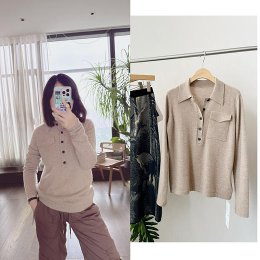 【必入单品】噢蜜ooomeooo口袋款羊绒衫 商品图0