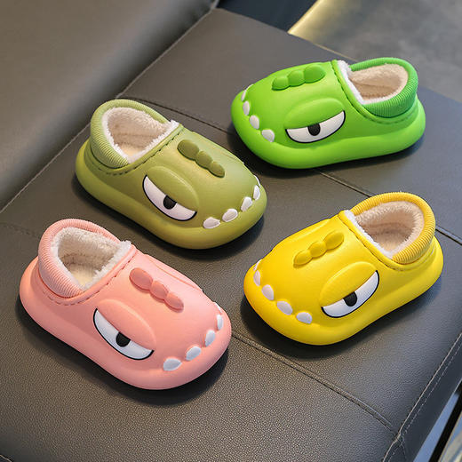 【软糯萌趣舒适！】儿童棉拖鞋冬亲子EVA踩屎感男女童恐龙包跟宝宝防水保暖小孩棉鞋 商品图3