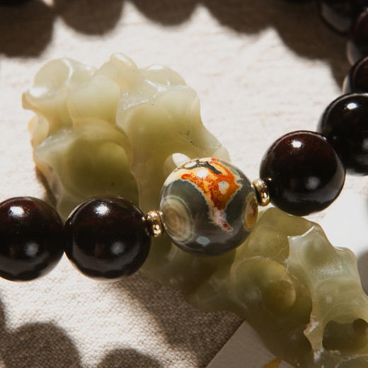 海洋碧玉清代檀香紫檀家具老料制手串直径1.2cm 商品图3