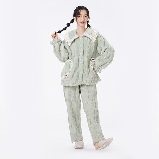 都市丽人睡衣生活家居长袖家居服长毛绒提花厚女士长毛绒套装LHT1S2 商品图1