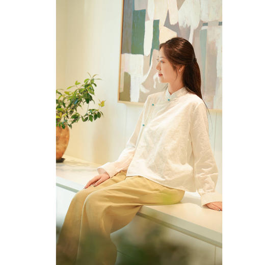 【抖音专属】新中式衬衣（24810884-象牙白-结缘款） 商品图2