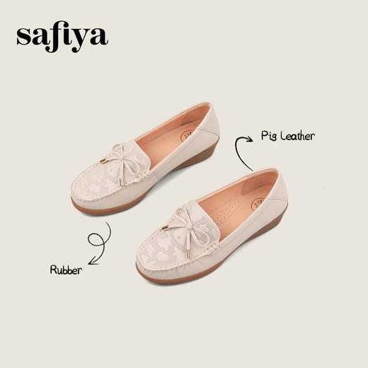 Safiya/索菲娅2024秋新款真皮蝴蝶结镂空浅口休闲防滑平底单鞋 SF43111402 商品图0