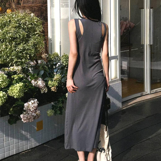 【顺丰包邮】34040 洛诗琳高货气质无袖显瘦小字母休闲背心连衣裙253 商品图4
