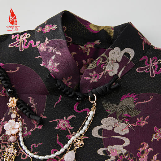 SAINTJOY/上久楷女式宋锦马甲  鹤蝶四季花纹锦 CY1044207008 商品图4