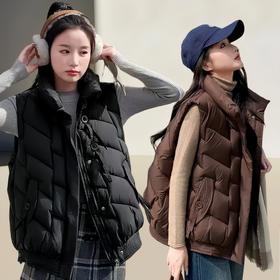 【保暖值5星❗️韩版羽绒棉马甲】冬天满满的安全感，如同裹着被子般舒适，宽松版型百搭显瘦，秋冬新款棉衣，气质宽松轻薄背心，时尚坎肩马夹L