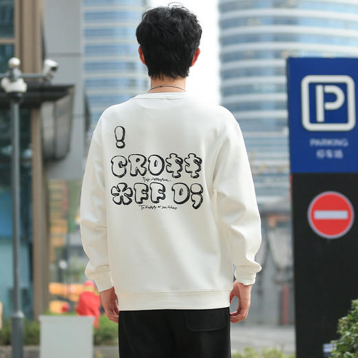 DRONKOO 2024 圆领前左侧小刺绣后镂空字母微阔中厚卫衣 商品图4