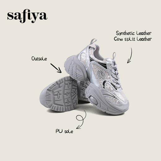 Safiya/索菲娅2024秋 潮酷厚底亮片薄网透气休闲运动增高老爹鞋 SF43112426 商品图0