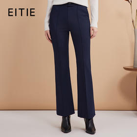 EITIE爱特爱舒适微弹显瘦微喇通勤深蓝百搭休闲长裤秋季新款D2405407