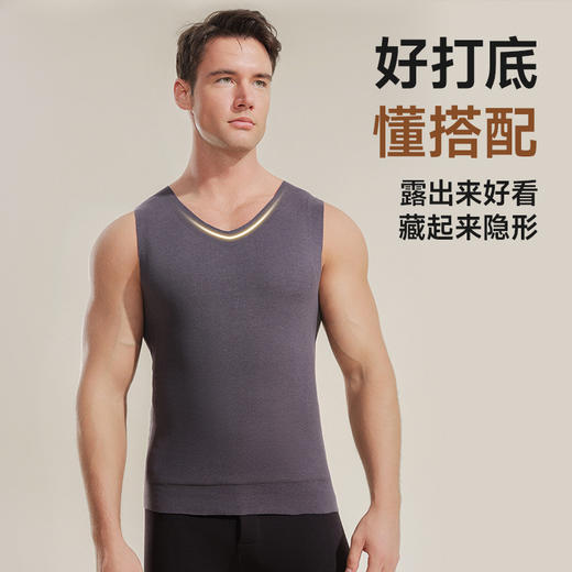 【羊毛贴片背心，一件应对降温】男女士全羊毛贴片背心 男款无痕打底内穿 秋冬护背保暖背心 商品图2