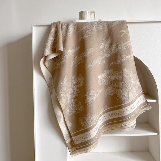 【赵丽颖同款山水画仿羊绒围巾】秋冬季办公室空调房加厚保暖 长款潮流围脖披肩 商品图6