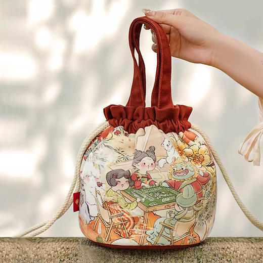 裁缝学苑AQ362国风抽绳束口袋手提包包遛弯包纸样水桶样板图纸 商品图1