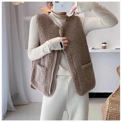 拉链羊羔毛马甲背心女一体外搭显瘦秋冬新款洋气潮流时尚外穿马夹 商品图7