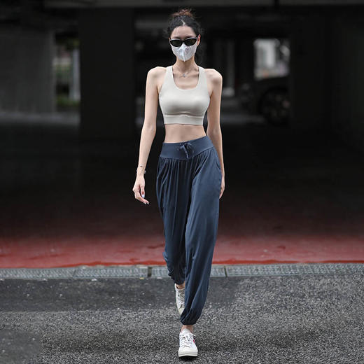 Beemen防卷边小个子瑜伽裤女高腰外穿健身束口运动长裤 商品图5