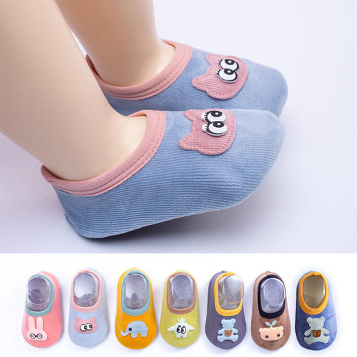 【防滑保暖 轻盈学步】儿童地板袜春秋透气灯芯绒卡通隔凉地板袜套点胶防滑宝宝学步鞋袜 商品图0