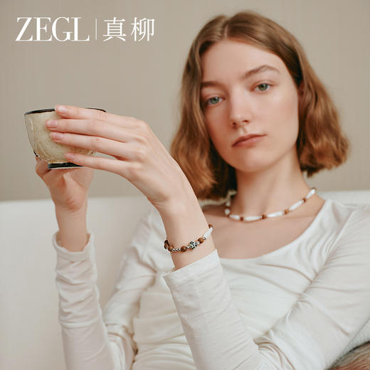 ZEGL设计师白檀系列天然和田玉绿檀木佛珠手串珍珠手链女串珠手饰 商品图2