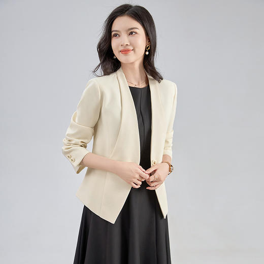 【高货】全新升级【铂金会员367/天猫489/差价122】(05333) 洛诗琳早秋气质通勤羊毛小西装外套女修身收腰一粒扣上衣 商品图0
