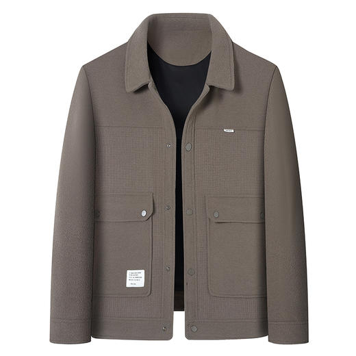 【特大码】【新款DGD】大依优型大码毛呢翻领夹克外套休闲胖子大码男休闲宽松加肥加大上衣 商品图0