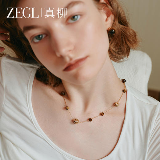 ZEGL设计师晨曦系列天然虎眼石项链女款2024新款轻奢小众颈链配饰 商品图0