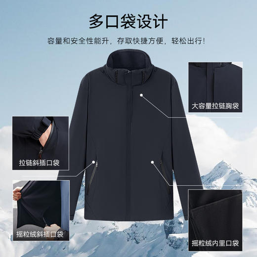 十如仕梭织防水三合一加绒保暖城市户外冲锋衣-OW07 商品图6