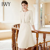IWY/米白色上班族通勤连衣裙秋装女圆领西装裙七分袖职业装工作服单件Q1173 商品缩略图1