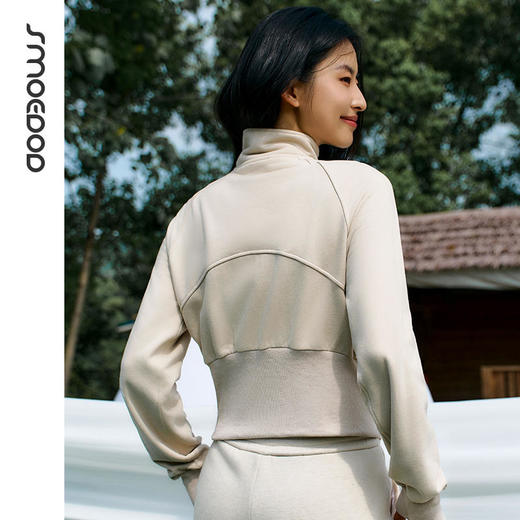 2024秋冬款SMOEDOD/水沐伊朵澳棉抓绒瑜伽外套女秋冬软糯舒适休闲保暖50117 商品图4