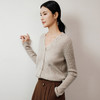 玳莎100%羊绒针织开衫女冬季新款剪毛设计感V领上衣毛衣外套  ED33302 商品缩略图2