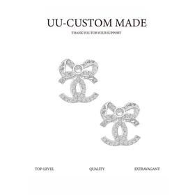 香奈儿-蝴蝶结连C水钻耳钉（XTY）