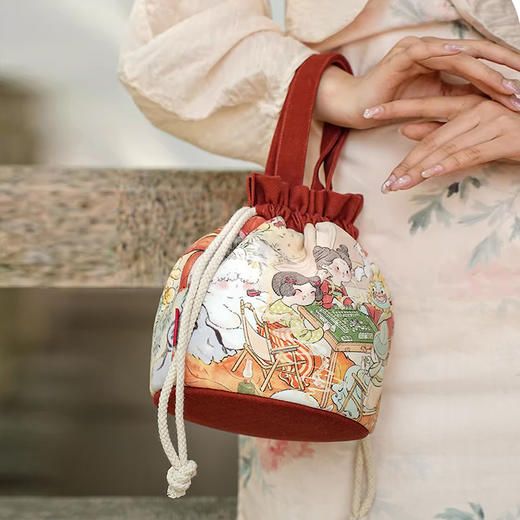 裁缝学苑AQ362国风抽绳束口袋手提包包遛弯包纸样水桶样板图纸 商品图5