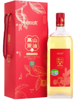 得尔乐 高山红花茶油1L低温冷榨取野生纯生稀少有机茶籽油食用油 HR
