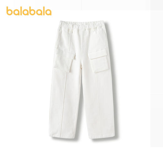 巴拉巴拉童装女童裤子冬装中大童加绒牛仔长裤儿童阔腿裤甜酷纯色 商品图4