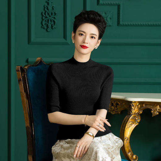 TZW-WWXZ8308半高圆领羊毛针织衫中袖毛衣 商品图4