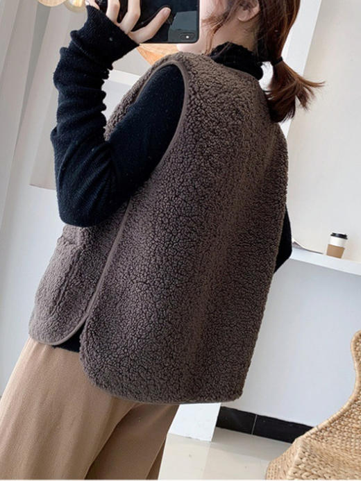 拉链羊羔毛马甲背心女一体外搭显瘦秋冬新款洋气潮流时尚外穿马夹 商品图4