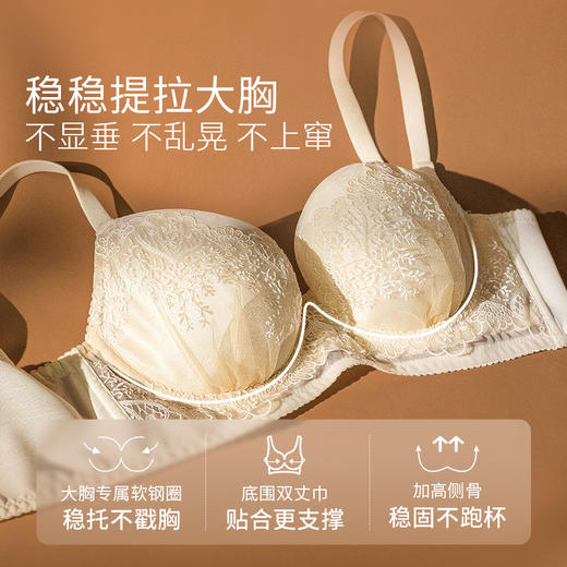 奶糖派大胸鸢尾性感蕾丝上托文胸大码立挺饱满提拉优雅内衣胸罩女 商品图2