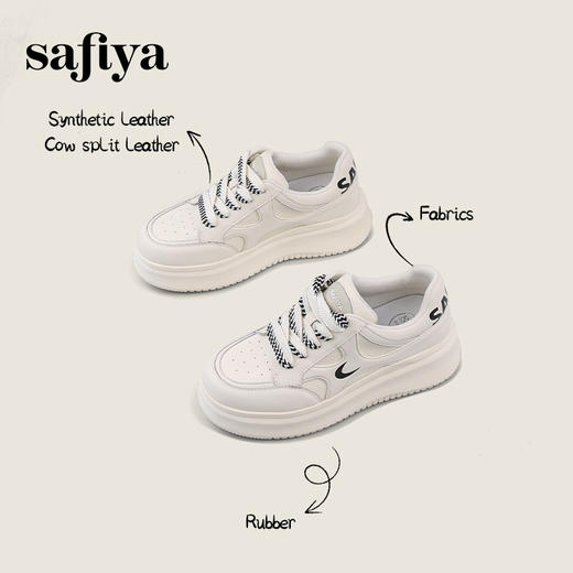 Safiya/索菲娅2024秋 新款圆头拼色透气百搭松糕厚底休闲板鞋 SF43112100 商品图0