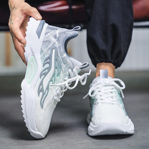 秋季男鞋2024新款透气网面厚底运动鞋青少年百搭休闲跑步鞋直播爆新款爆款小红书同款 商品图2