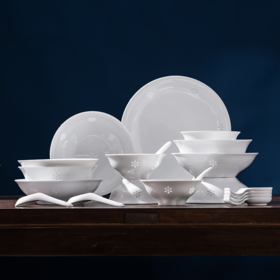 富玉 |  景德镇高温玲珑瓷餐具组合轻奢高级感花语餐具